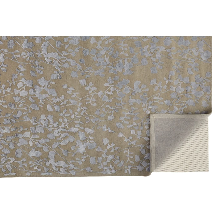 Feizy Bella High/Low Floral Wool Rug, Latte/Silver Gray, 2ft - 6in x 8ft, Runner