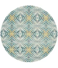 Feizy Keats Casual Abstract, Blue/Ivory/Yellow, 8'-9" x 8'-9" Round Rug
