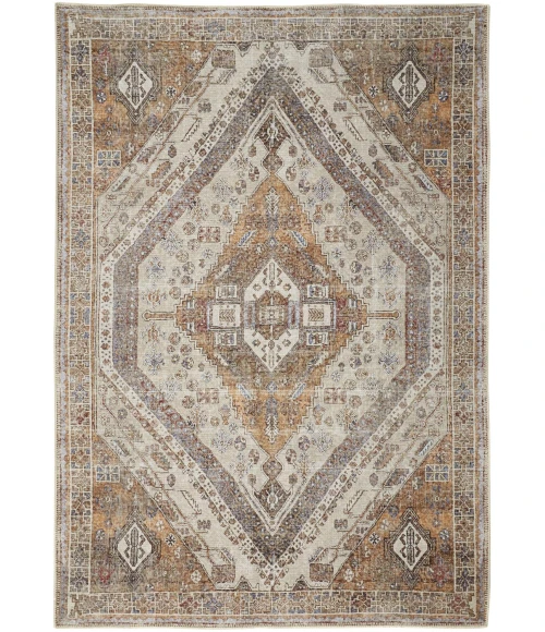 Feizy Percy Vintage Medallion Area Rug, Terracotta/Country Blue, 5ft-3in x 7ft-6in