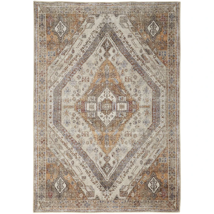 Feizy Percy Vintage Medallion Rug, Terracotta/Country Blue, 7ft-10in x 9ft-10in