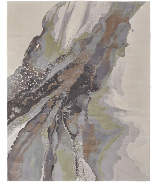 Feizy Clio Industrial Abstract, Green/Purple/Ivory, 7'-9" x 10' Area Rug