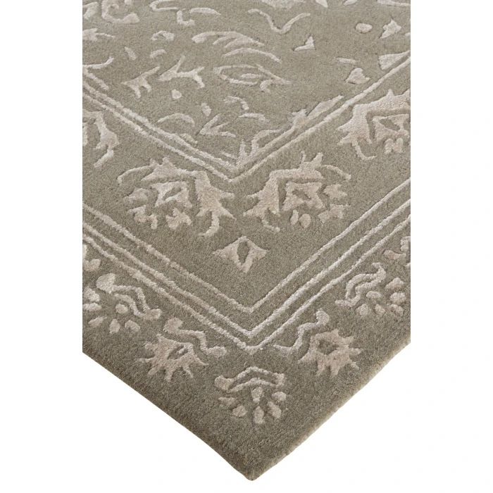 Feizy Bella High/Low Floral Wool Rug, Warm Silver Gray, 10ft x 14ft Area Rug