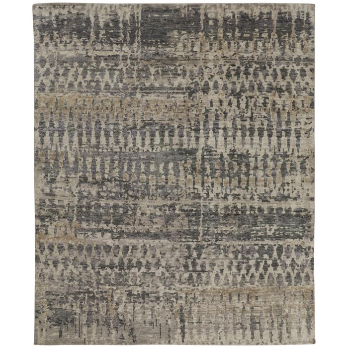 Feizy Palomar Luxe Hand-Knot Area Rug, Charcoal Gray/Light Beige, 11x6in x 15ft