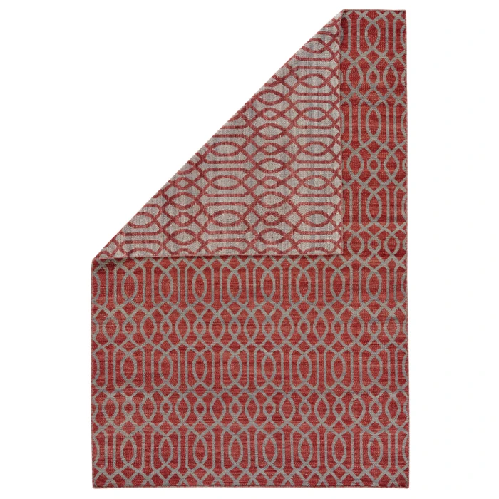 Feizy Prentiss Classic Geometric, Red/Gray, 9' x 12' Area Rug