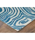 Feizy Lorrain Bohemian & Eclectic Abstract, Blue/Ivory, 10' x 10' Round Rug