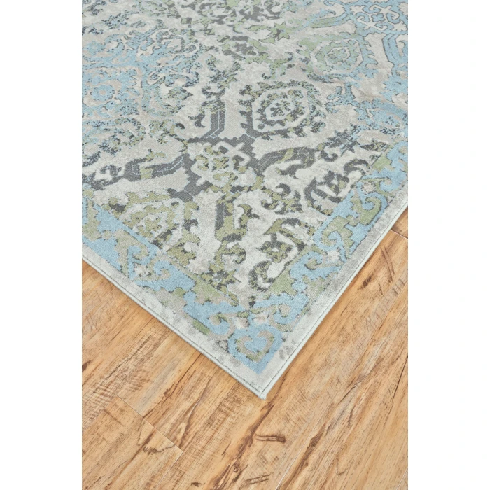 Feizy Katari Vintage Floral & Botanical, Blue/Green/Gray, 8' x 8' Round Rug