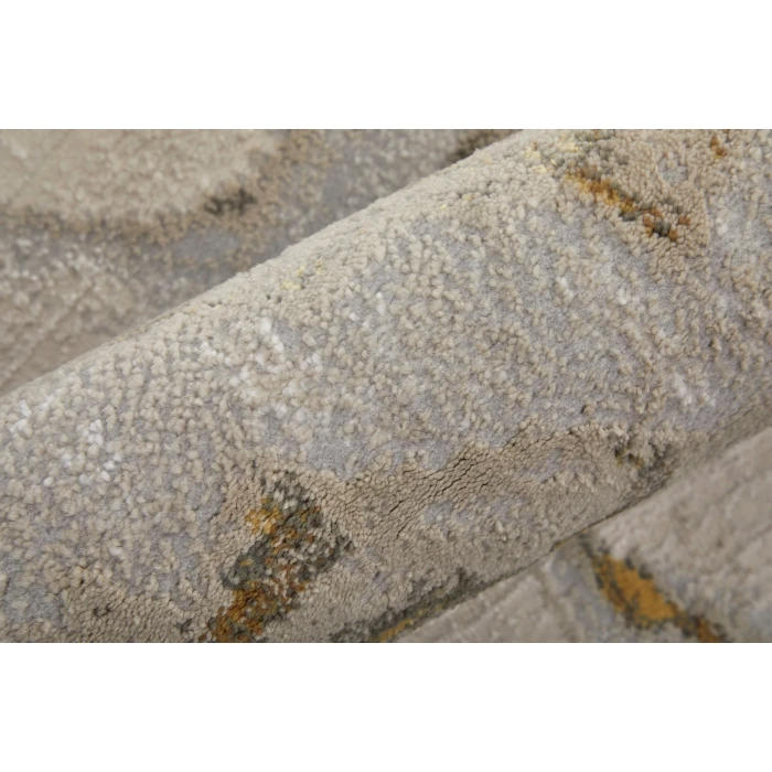 Feizy Waldor Casual Watercolor, Gold/Ivory/Gray, 6'-7" x 9'-6" Area Rug