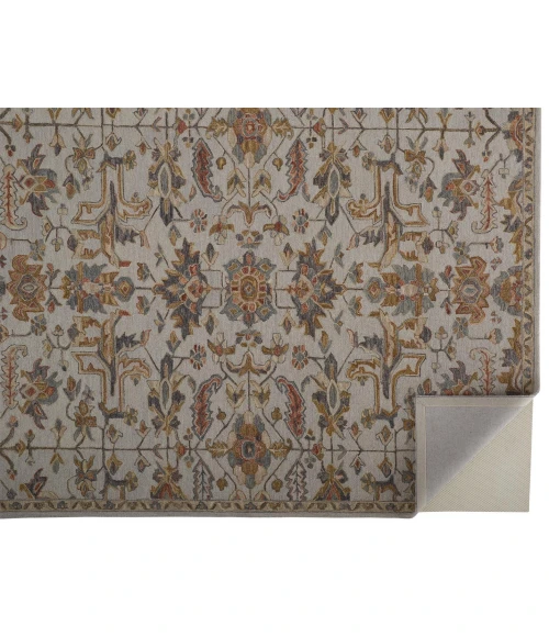 Feizy Fallon Rustic Farmhouse Rug, Ornamental, Gray/Golden, 5ft x 8ft Area Rug