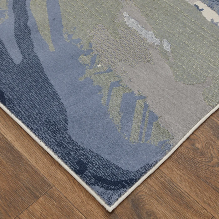 Feizy Clio Industrial Abstract, Blue/Gray/Ivory, 2' x 3' Accent Rug