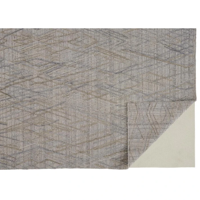 Feizy Elias Abstract Diamond Runner, High/Low, Silver Gray/Blue, 2ft - 9in x 8ft