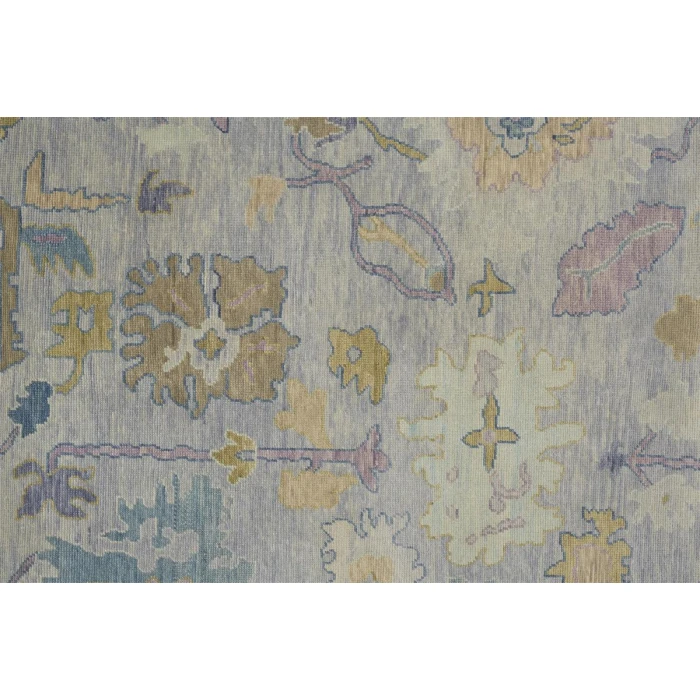 Feizy Karina Luxe Hand Knot Botanical Area Rug, Gray/Yellow, 2ft-6in x 8ft-Runner