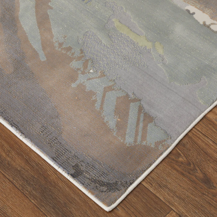 Feizy Clio Industrial Abstract, Green/Purple/Ivory, 2' x 3' Accent Rug