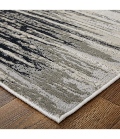 Feizy Micah Scandinavian Diamond, Black/Silver/Taupe, 9'-2" x 12' Area Rug