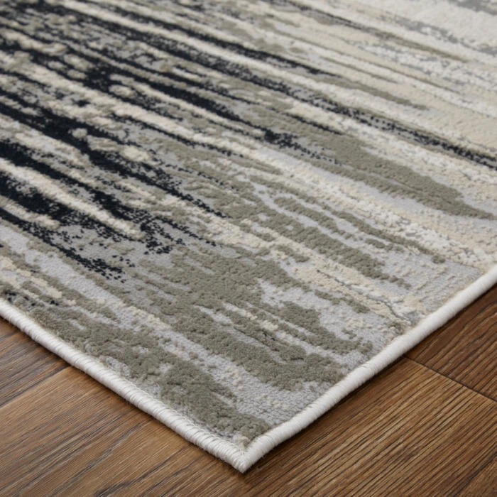 Feizy Micah Scandinavian Diamond, Black/Silver/Taupe, 3'-11" x 6' Accent Rug