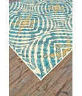 Feizy Keats Casual Abstract, Blue/Ivory/Yellow, 8'-9" x 8'-9" Round Rug