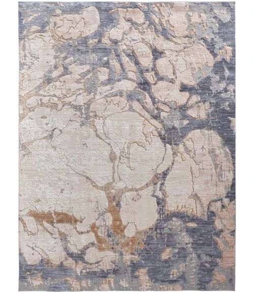 Feizy Laina Casual Abstract, Tan/Blue, 4' x 6' Area Rug