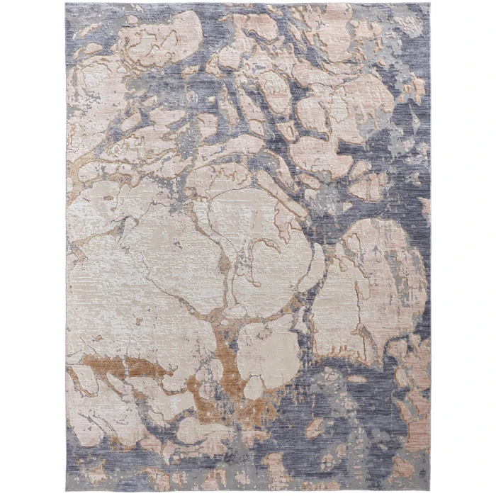 Feizy Laina Casual Abstract, Tan/Blue, 7'-10" x 9'-6" Area Rug