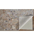 Feizy Laina Mid-Century Modern Geometric, Tan/Ivory/Blue, 3' x 10' Runner