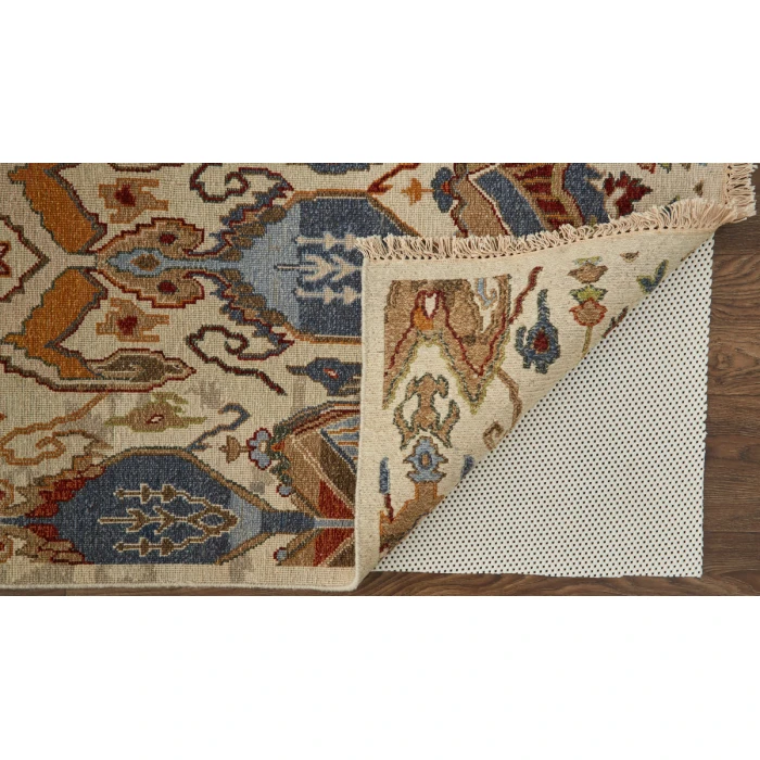 Feizy Leylan Bohemian & Eclectic Ikat, Tan/Ivory/Orange, 5'-6" x 8'-6" Area Rug
