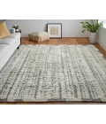 Feizy Ashby Casual Stripes, Ivory/Gray, 9' x 9' Round Rug