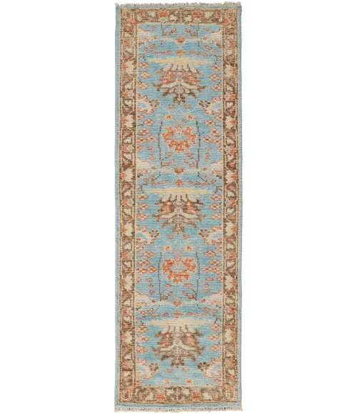 Feizy Beall Luxury Wool Rug, Ornamental Floral, Cool Blue, 2ft - 6in x 8ft, Runner