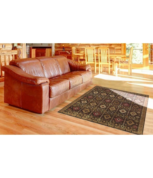 Feizy Ashi Vintage Diamond, Brown/Tan/Red, 2' x 3' Accent Rug
