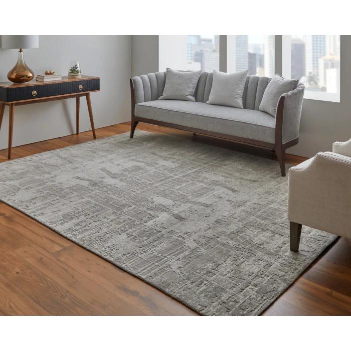 Feizy Eastfield Casual Abstract, Gray/Ivory, 2'-6" x 14' Runner