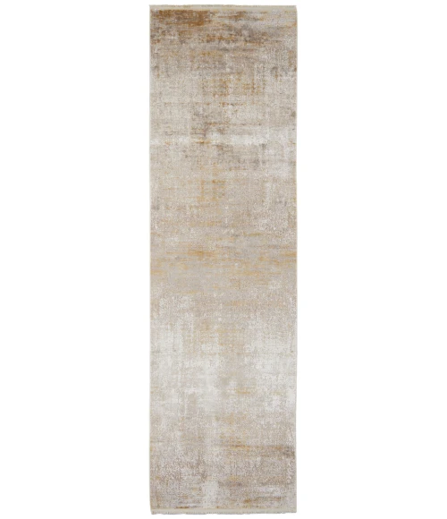 Feizy Cadiz Casual Abstract, Taupe/Ivory/Gold, 3'-1" x 10' Runner