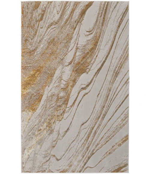 Feizy Aura Industrial Abstract, Ivory/Taupe/Gold, 1'-8" x 2'-10" Accent Rug