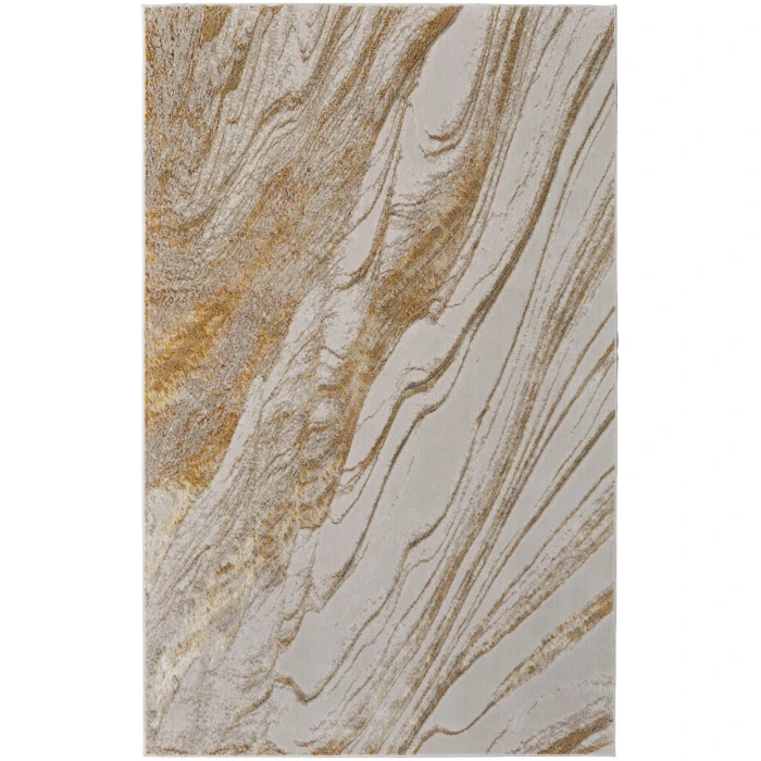 Feizy Aura Industrial Abstract, Ivory/Taupe/Gold, 12' x 18' Area Rug