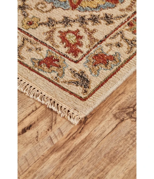 Feizy Amherst Classic Bordered, Tan/Gold/Red, 9'-6" x 13'-6" Area Rug