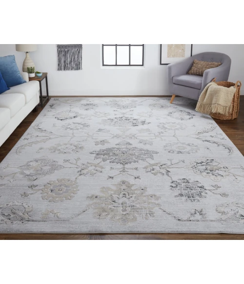 Feizy Macklaine Transitional Metallic Rug,Silver Gray/Ivory, 10ft x 13ft-2in Area Rug