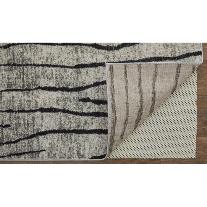 Feizy Kano Industrial Abstract, Gray/Black/Taupe, 2'-7" x 8' Runner