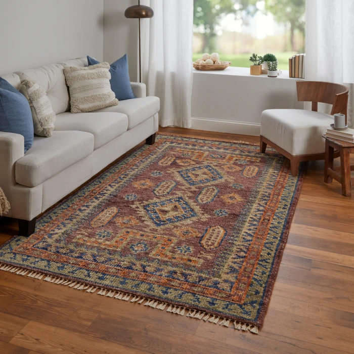 Feizy Fillmore Bohemian & Eclectic Geometric, Red/Green/Blue, 10' x 14' Area Rug