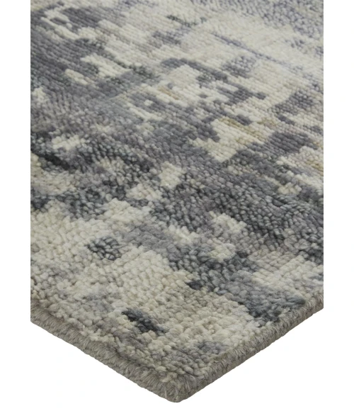 Feizy Palomar Luxe Hand-Knot Area Rug, Charcoal Gray/Light Beige, 9x6in x 13x6in