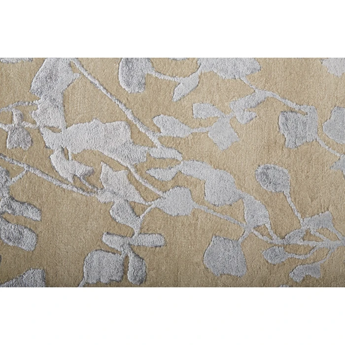 Feizy Bella High/Low Floral Wool Rug, Latte/Silver Gray, 2ft - 6in x 8ft, Runner