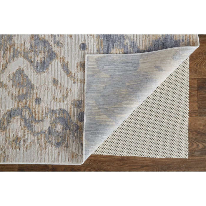 Feizy Laina Industrial Gradient & Ombre, Tan/Ivory/Blue, 3' x 12' Runner