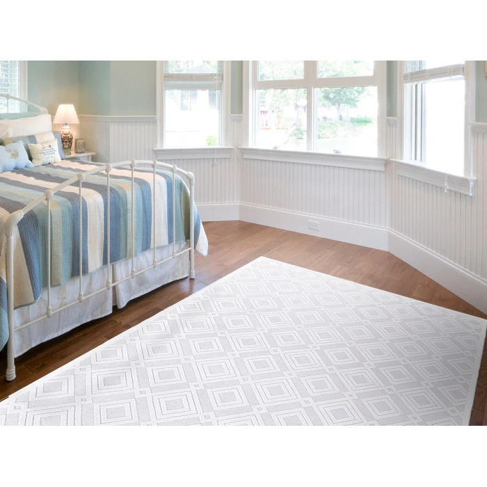 Feizy Saphir Mira WHITE/WHITE 6803491F 7 ft. 6 in. X 7 ft. 6 in. Round Rug