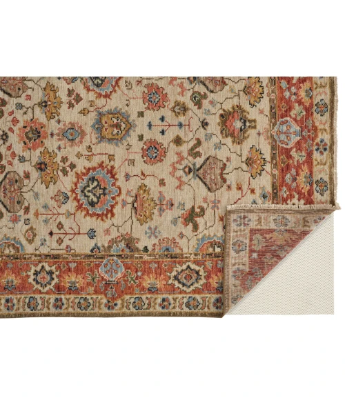 Feizy Carrington Traditional Floral Oushak, Rust Orange/Gray, 2'-6" x 8' Runner