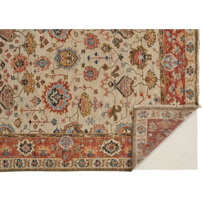 Feizy Carrington Traditional Floral Oushak, Rust Orange/Gray, 2'-6" x 8' Runner