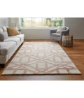 Feizy Lorrain Mid-Century Modern Geometric, Ivory/Pink/Tan, 9'-6" x 13'-6" Area Rug