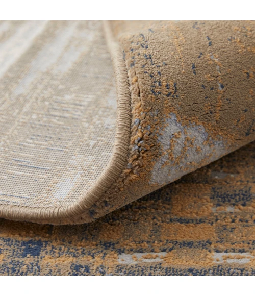 Feizy Clio Industrial Abstract, Blue/Orange/Gray, 9' x 12' Area Rug