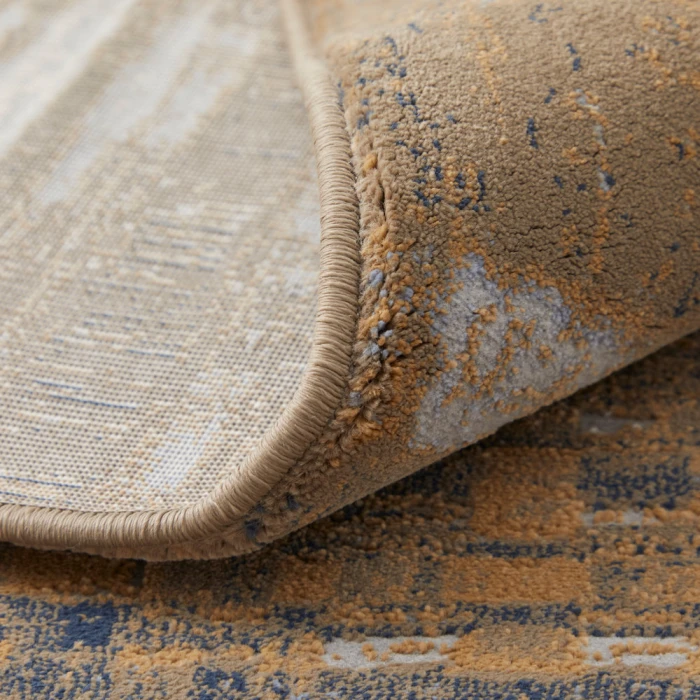 Feizy Clio Industrial Abstract, Blue/Orange/Gray, 2'-9" x 7'-10" RUNNER Runner