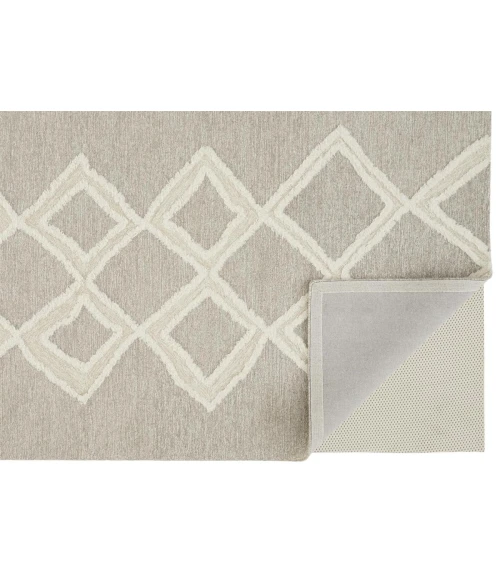 Feizy Anica Moroccan Wool Tufted Rug, Moroccan Style, Taupe/Ivory, 4ft x 6ft Accent Rug