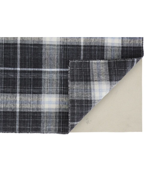 Feizy Jemma Rustic Plaid, Black/White/Blue, 4' x 6' Accent Rug