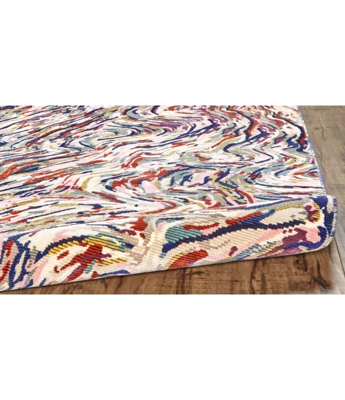 Feizy Torina Bohemian & Eclectic Abstract, Blue/Purple/Ivory, 9'-6" x 12'-7" Area Rug