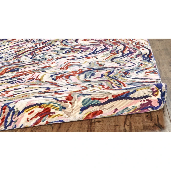 Feizy Torina Bohemian & Eclectic Abstract, Blue/Purple/Ivory, 9'-6" x 12'-7" Area Rug