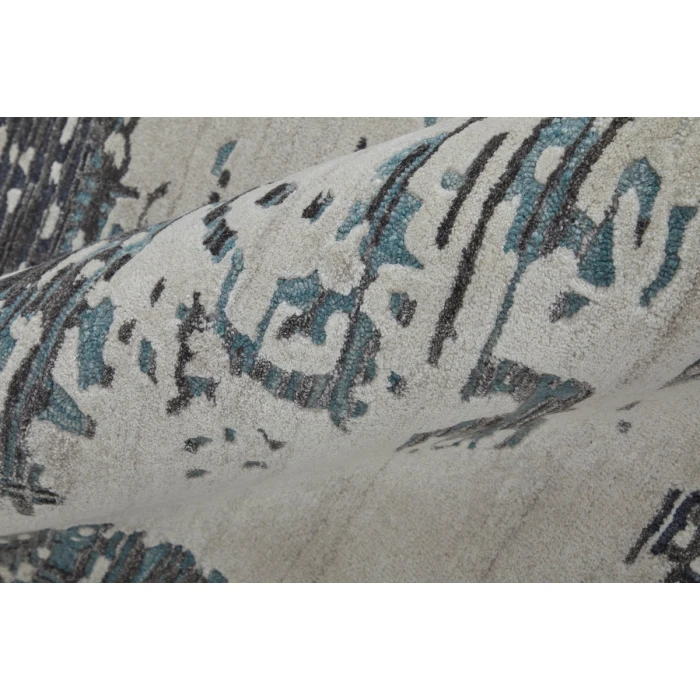 Feizy Zarah Bohemian & Eclectic Abstract, Ivory/Gray/Blue, 8' x 10' Area Rug