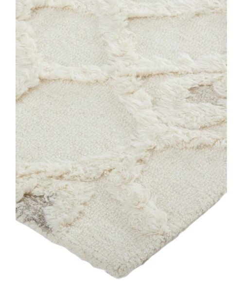 Feizy Anica Moroccan Wool Tufted Area Rug, Ivory/Taupe/Tan, Ivory, 2ft x 3ft Area Rug