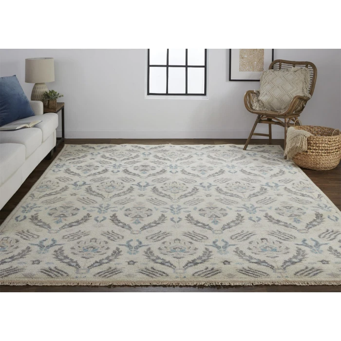 Feizy Beall Luxury Wool Rug, Arts and Crafts, Beige, 9ft - 6in x 13ft - 6in Area Rug